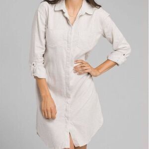 prAna La Noa Shirt Relaxed Fit Dress Silver Spray Size Small